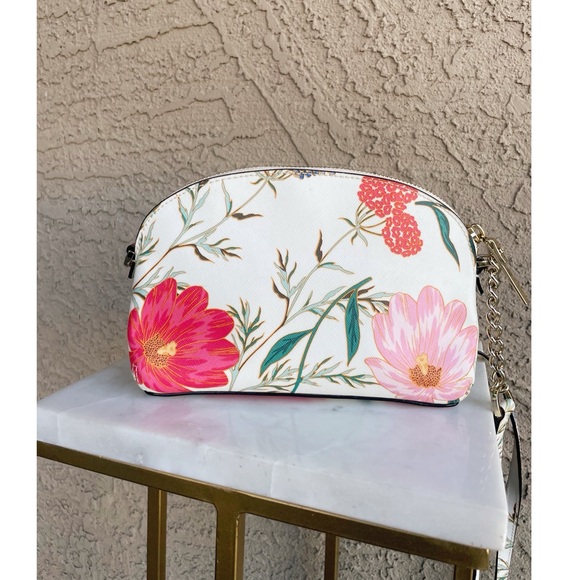 KATE SPADE White Pink & Blue Floral Bloom Blossom Hilli Dome Crossbody Bag - Picture 4 of 12